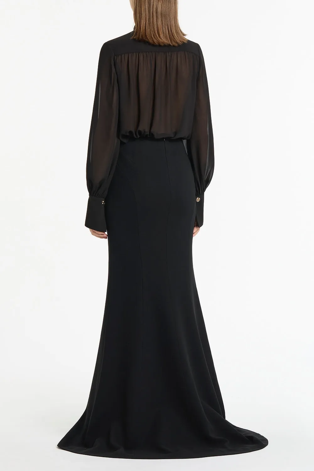 BLACK GEORGETTE BOW FRONT BLOUSE sold by Carla Zampatti product image thumbnail 3
