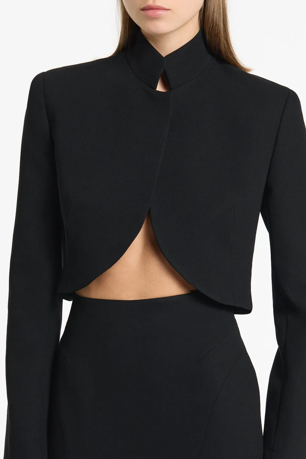 BLACK CREPE CROP JACKET sold by Carla Zampatti product image thumbnail 4