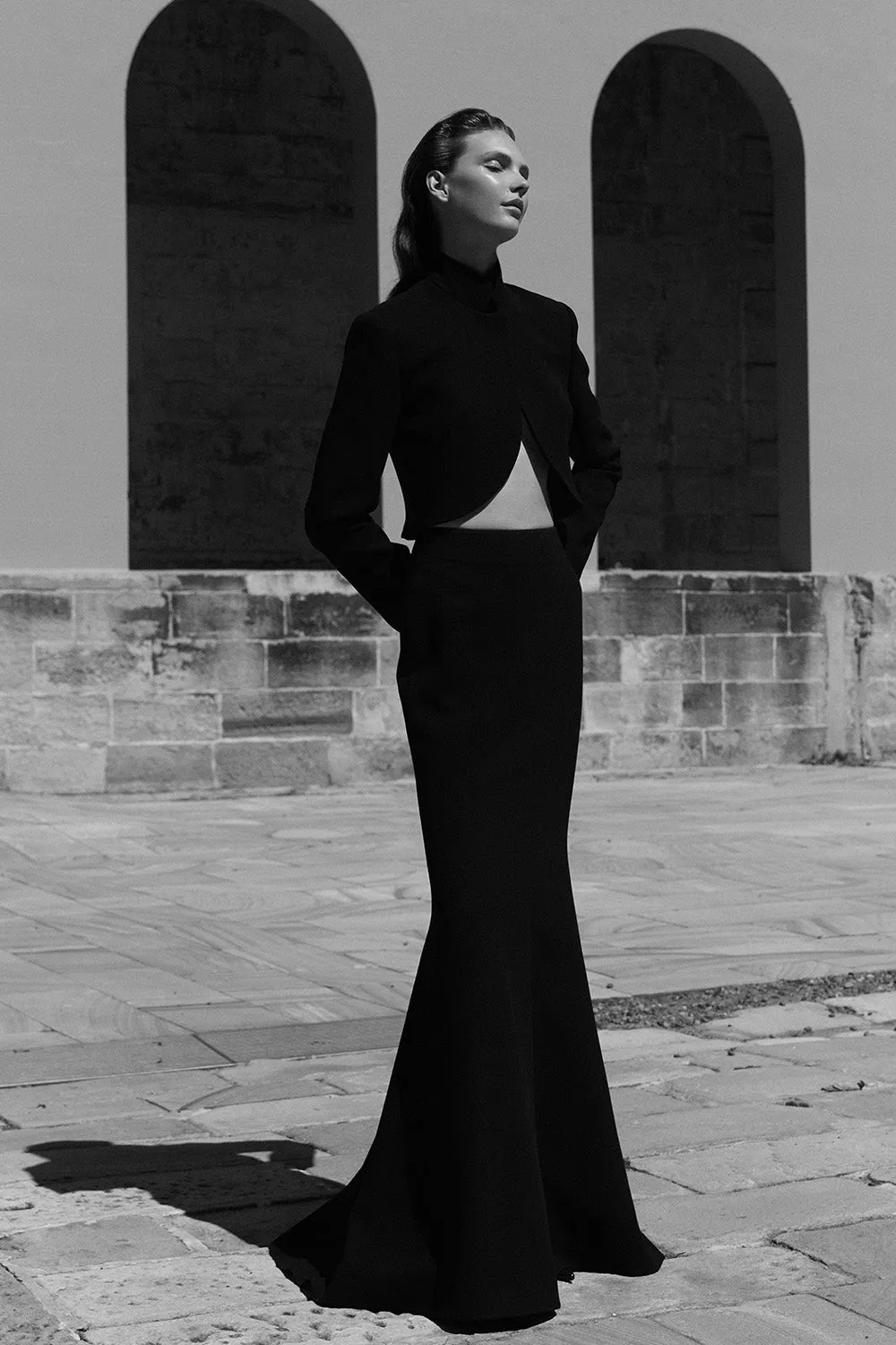 BLACK CREPE CROP JACKET sold by Carla Zampatti product image thumbnail 5