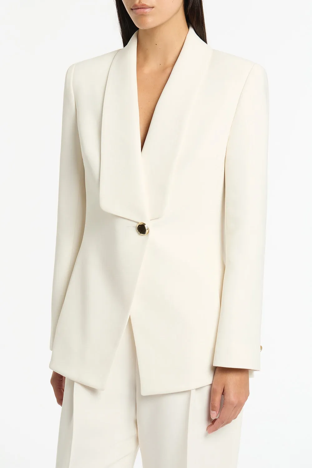 IVORY CREPE SHAWL COLLAR JACKET sold by Carla Zampatti product image thumbnail 4