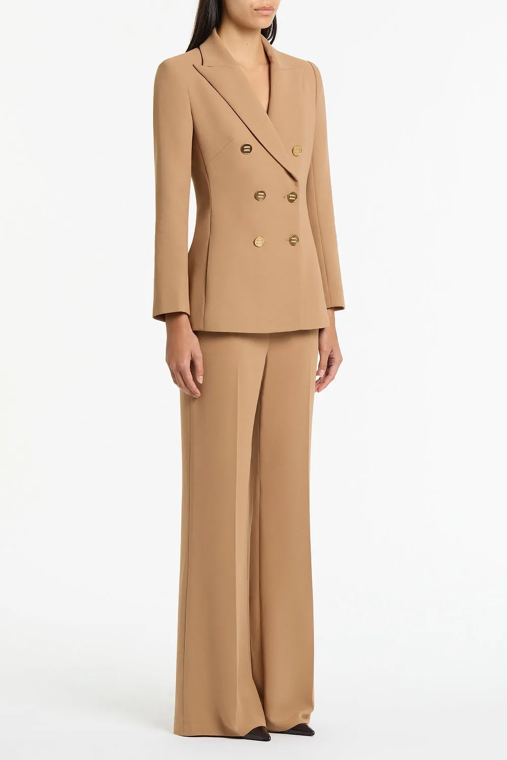 CINNAMON CREPE PEAKED DOUBLE BREASTED JACKET sold by Carla Zampatti product image thumbnail 2