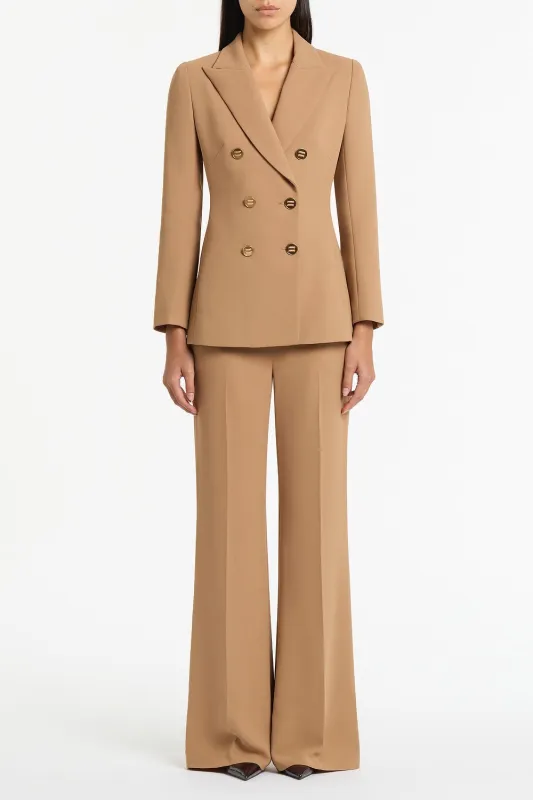 CINNAMON CREPE PEAKED DOUBLE BREASTED JACKET made by Carla Zampatti