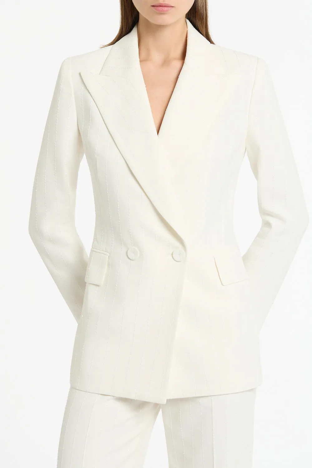 IVORY STARLIGHT TWILL DOUBLE BREASTED BLAZER sold by Carla Zampatti product image thumbnail 4