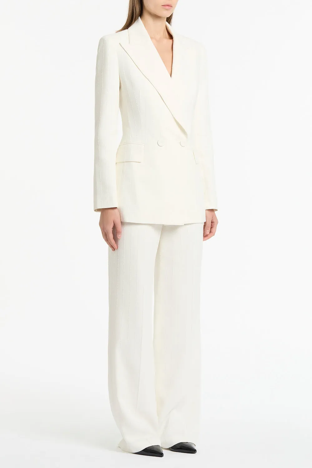 IVORY STARLIGHT TWILL DOUBLE BREASTED BLAZER sold by Carla Zampatti product image thumbnail 2