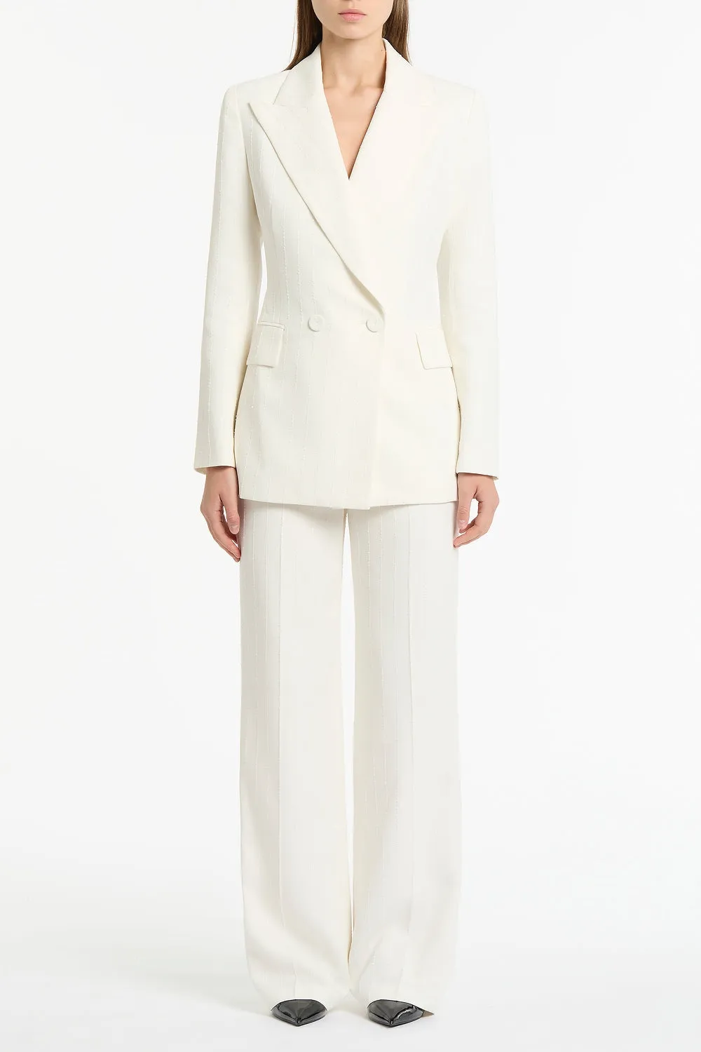IVORY STARLIGHT TWILL TUCK FRONT PANT sold by Carla Zampatti product image thumbnail 4