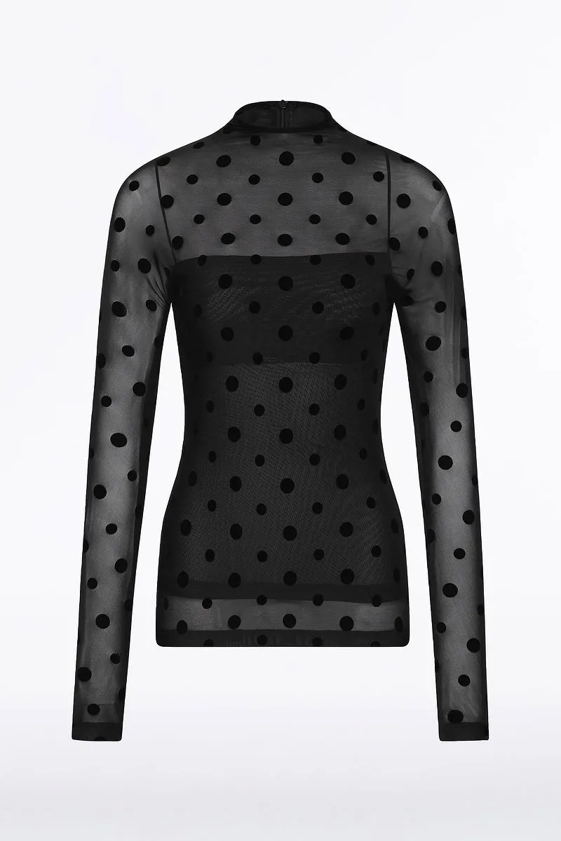 BLACK MESH SPOT LONG SLEEVE TOP sold by Carla Zampatti product image thumbnail 5