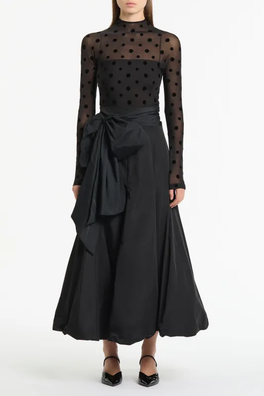 BLACK MESH SPOT LONG SLEEVE TOP made by Carla Zampatti