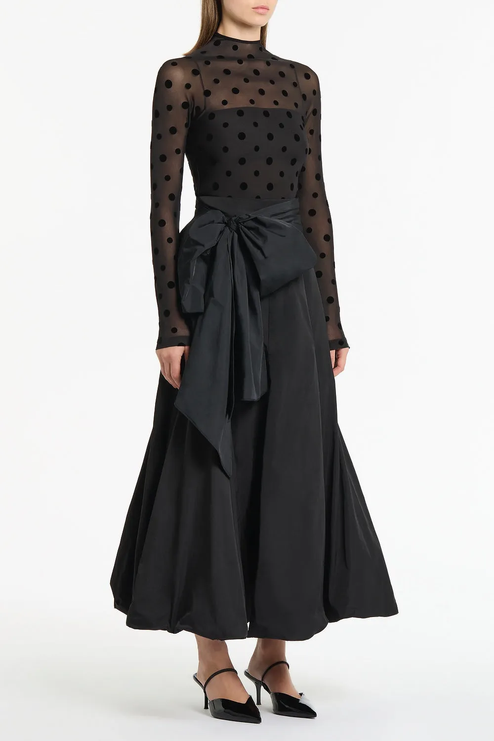 BLACK MESH SPOT LONG SLEEVE TOP sold by Carla Zampatti product image thumbnail 2