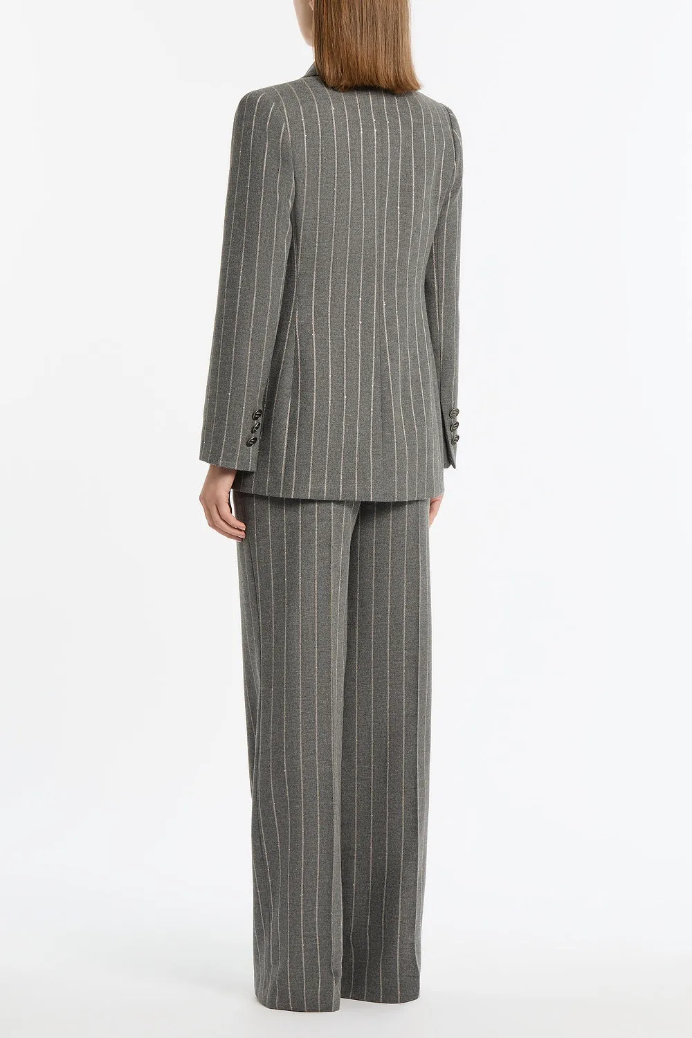 SLATE ITALIAN WOOL PINSTRIPE DOUBLE BREASTED BLAZER sold by Carla Zampatti product image thumbnail 3
