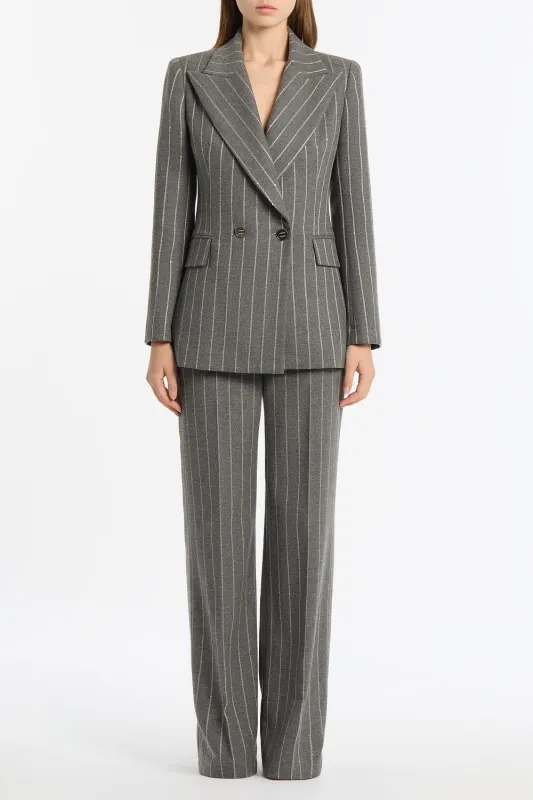 SLATE ITALIAN WOOL PINSTRIPE DOUBLE BREASTED BLAZER made by Carla Zampatti