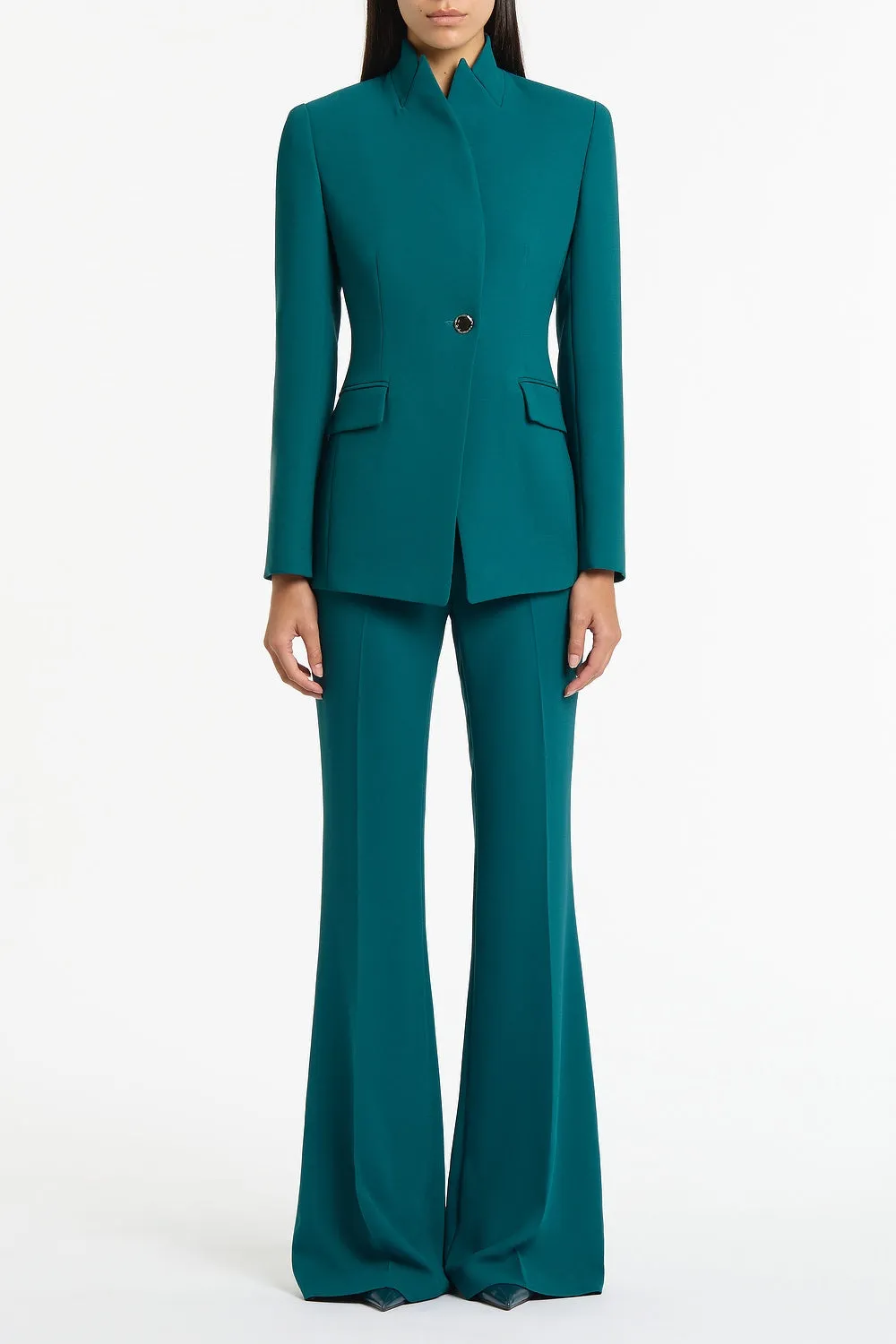 SERPENTINE CREPE LONG LINE SINGLE BREASTED JACKET sold by Carla Zampatti