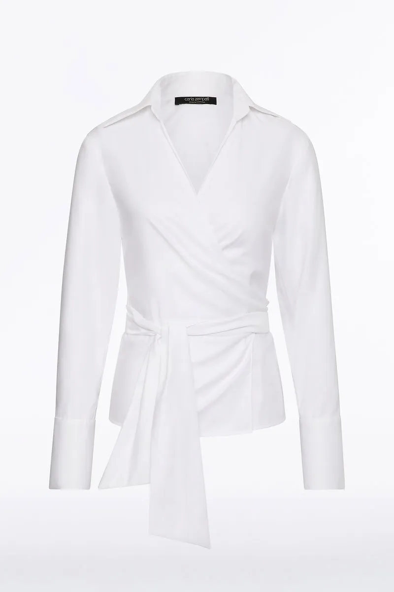 WHITE COTTON WRAP TOP sold by Carla Zampatti product image thumbnail 4