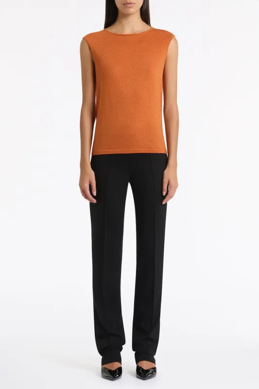 RUSSET METALLIC MERINO KNIT TOP made by Carla Zampatti