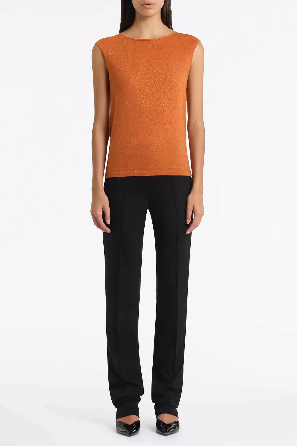 RUSSET METALLIC MERINO KNIT TOP sold by Carla Zampatti