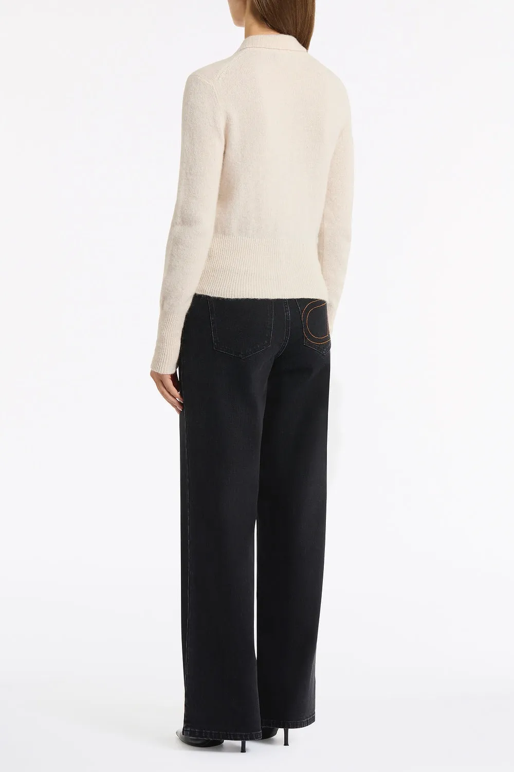 BUTTERMILK BRUSHED WOOL KNIT POLO sold by Carla Zampatti product image thumbnail 3