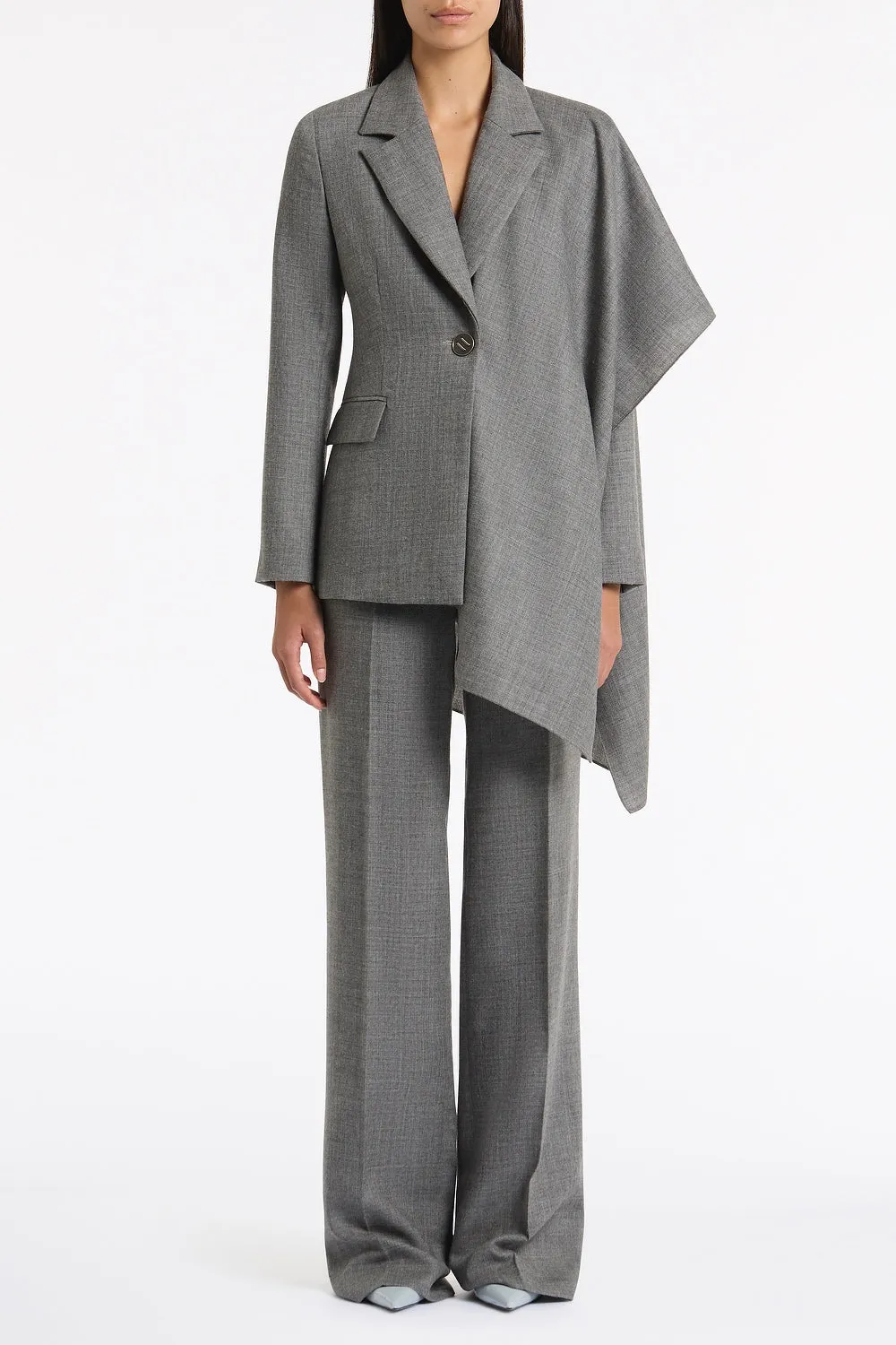 GREY MELANGE WOOL SUITING SCARF JACKET sold by Carla Zampatti product image thumbnail 5