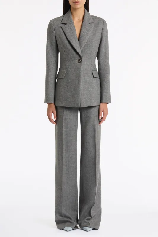 GREY MELANGE WOOL SUITING SCARF JACKET made by Carla Zampatti