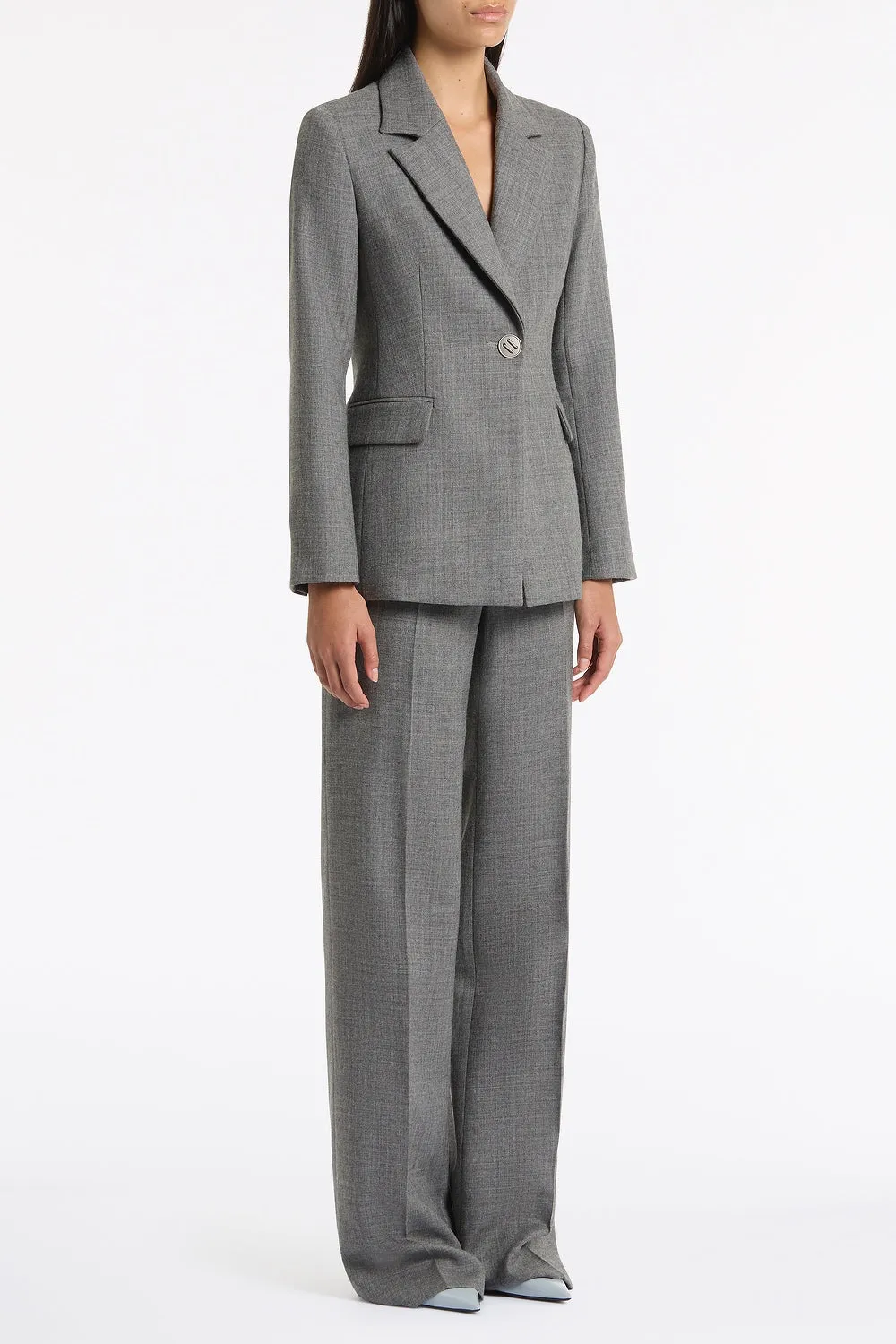 GREY MELANGE WOOL SUITING SCARF JACKET sold by Carla Zampatti product image thumbnail 2