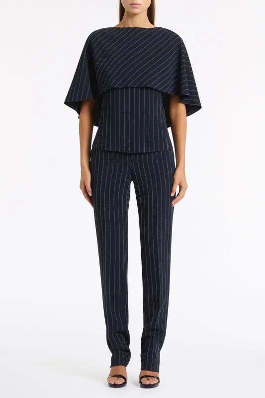 NAVY PINSTRIPE SLIM LEG PANT made by Carla Zampatti