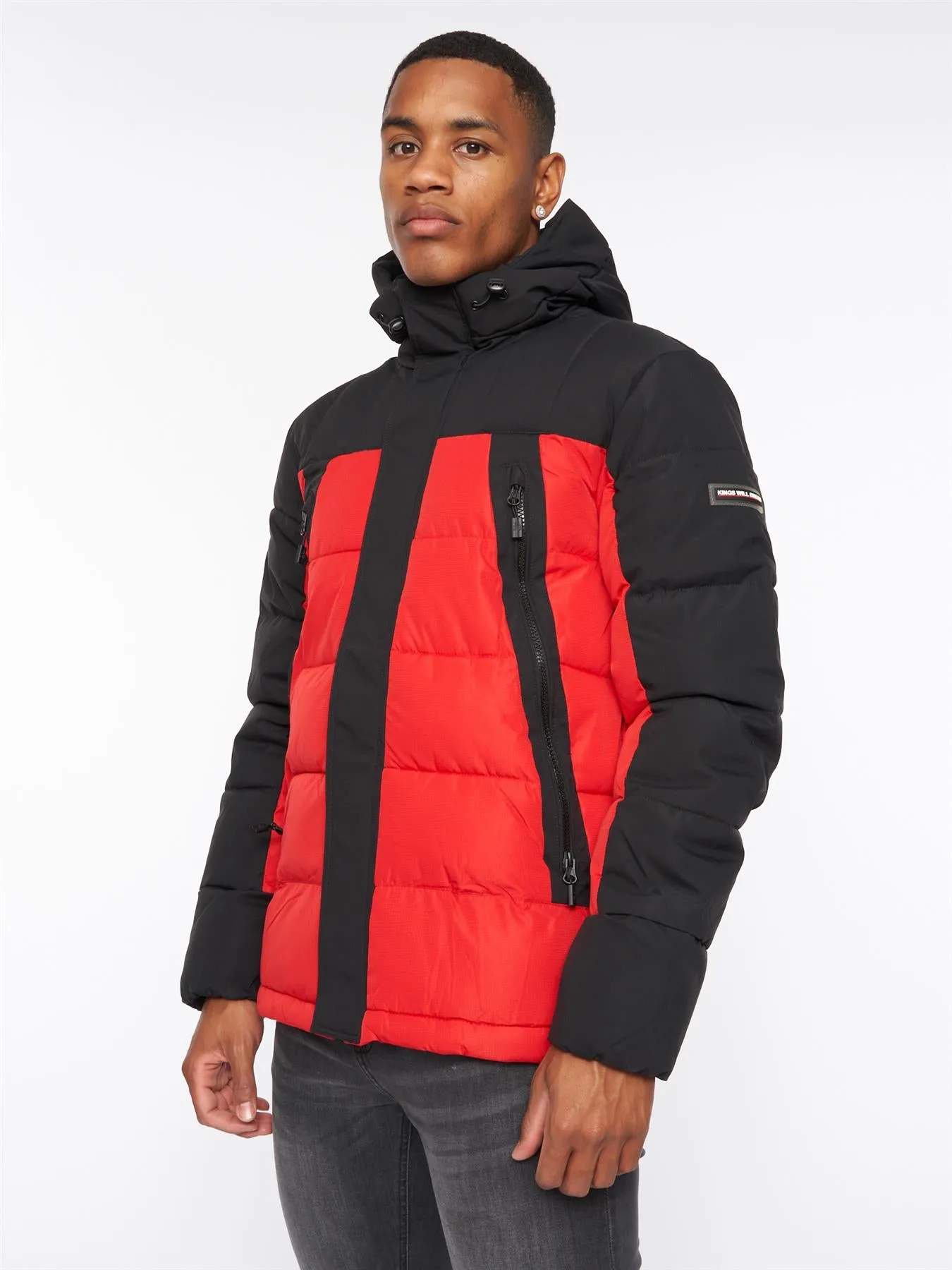 Deyton Short Puffer Jacket Black / Red sold by Kings Will Dream
