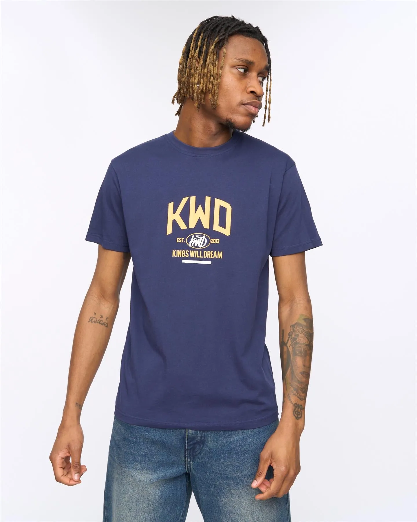 Tattooed T-Shirt Navy sold by Kings Will Dream product image thumbnail 2