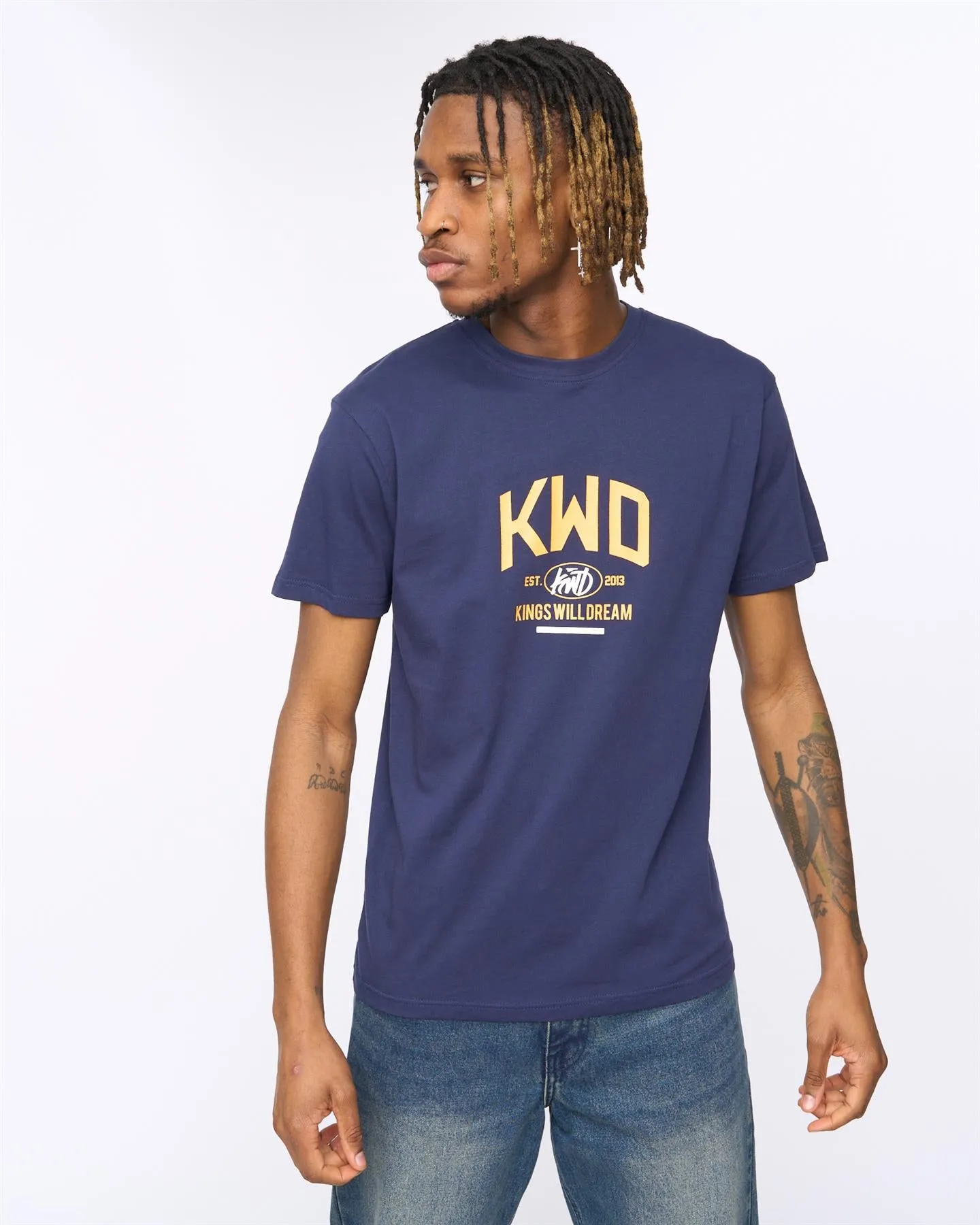 Tattooed T-Shirt Navy sold by Kings Will Dream