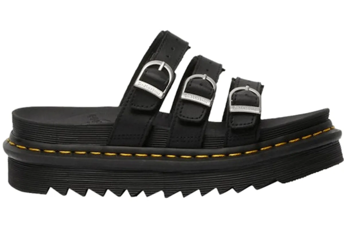 Dr. Martens Blaire Leather Slide Black Hydro (Women's) sold by Addict Sneakers