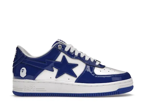 A Bathing Ape Bape Sta Patent Leather White Blue (2023) sold by Addict Sneakers