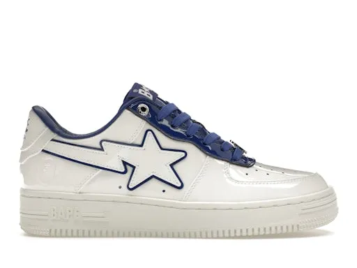 A Bathing Ape Bape Sta Patent Leather White Blue sold by Addict Sneakers