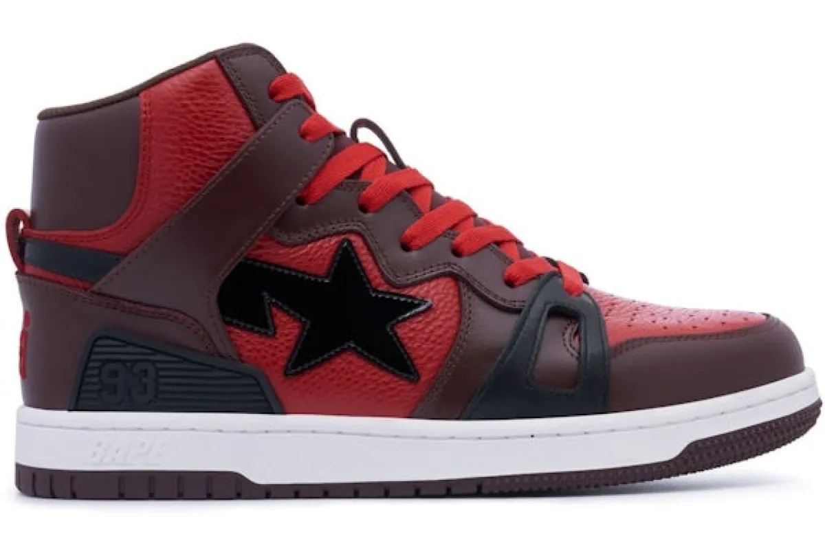 A Bathing Ape Bape Sta 93 Hi Red Burgundy sold by Addict Sneakers