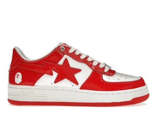A Bathing Ape Bape Sta Patent Leather White Red (2023) sold by Addict Sneakers