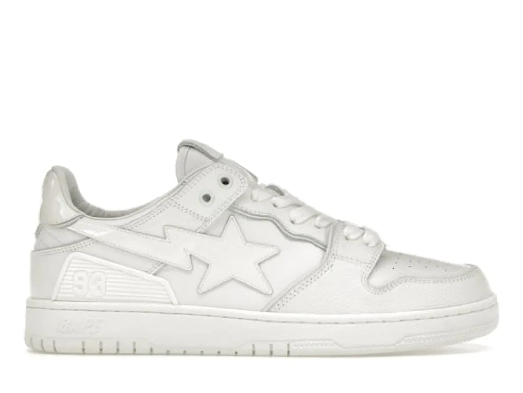 A Bathing Ape Bape SK 8 Sta Triple White Patent Leather Sta Logo sold by Addict Sneakers
