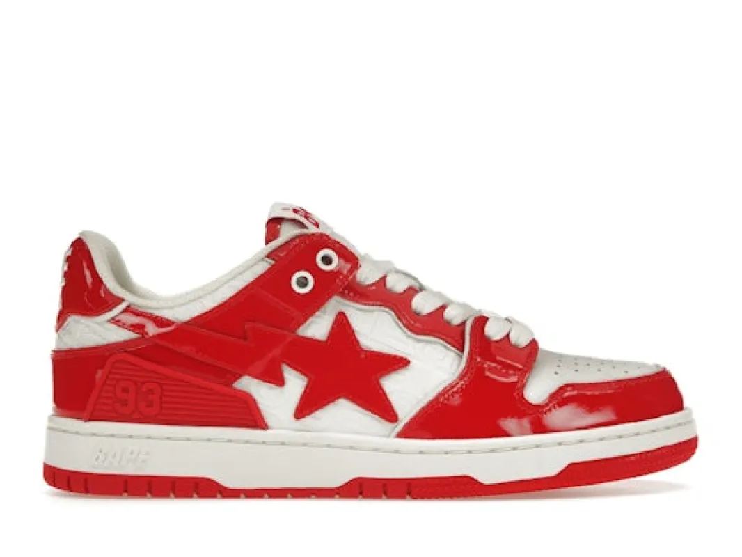 A Bathing Ape Bape SK 8 Sta Red White Patent sold by Addict Sneakers