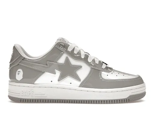 A Bathing Ape Bape Sta Patent Leather White Grey (2023) sold by Addict Sneakers