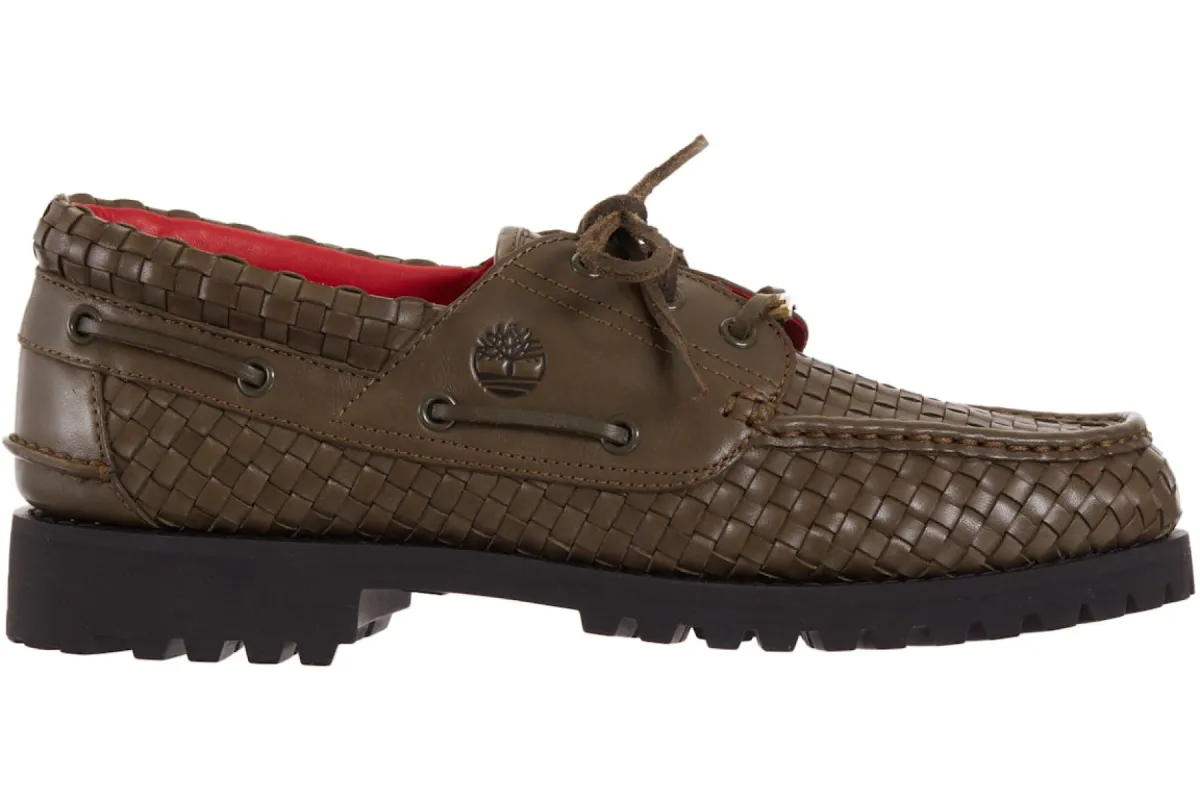 Timberland Woven Leather 3-Eye Lug Supreme Olive sold by Addict Sneakers