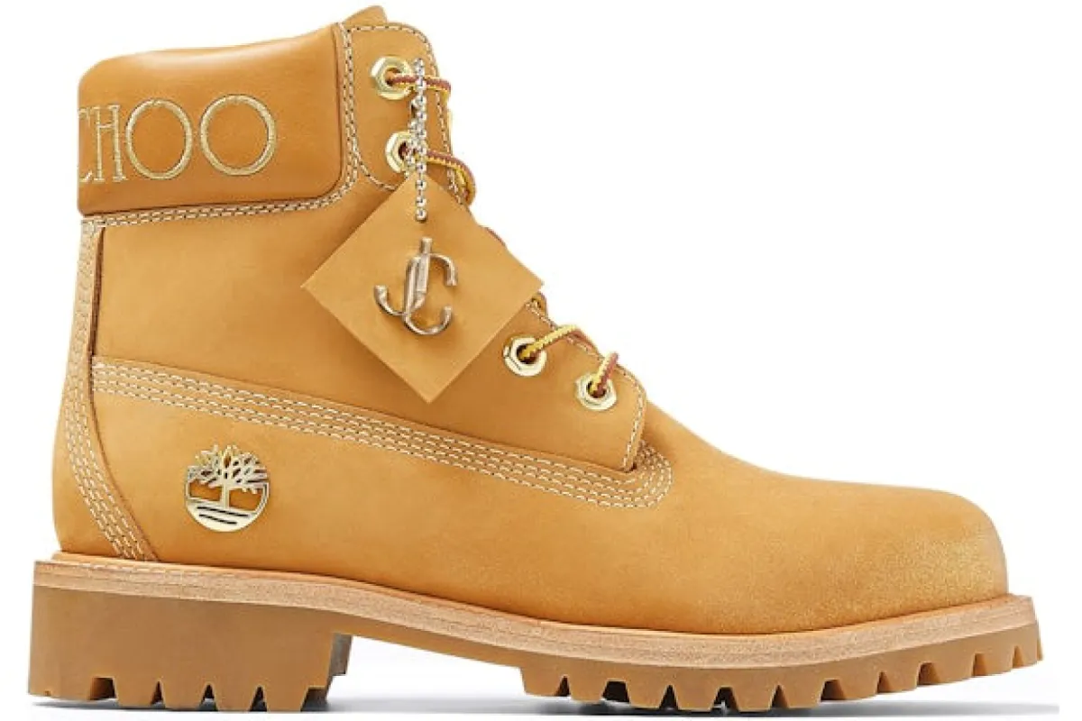 Timberland 6" Boot Jimmy Choo Premium Wheat Gold Glitter (Women's) sold by Addict Sneakers