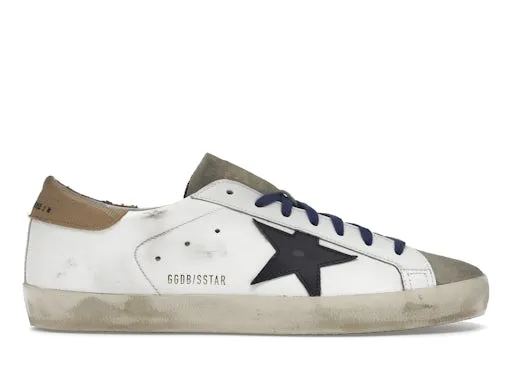 Golden Goose Super-Star Suede Toe White Taupe Royal Blue Black sold by Addict Sneakers