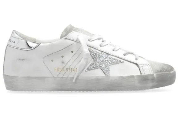 Golden Goose Super-Star White SIlver Metallic Glitter (Women's) sold by Addict Sneakers