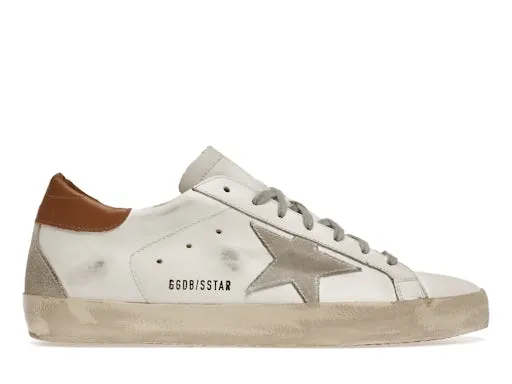 Golden Goose Super-Star White Vacchetta Tan Grey Suede Patch sold by Addict Sneakers