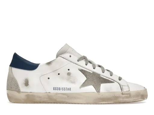 Golden Goose Super-Star White Royal Blue Grey Suede Patch sold by Addict Sneakers