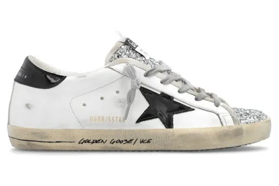 Golden Goose Super-Star White Black Silver Glitter (Women's) sold by Addict Sneakers