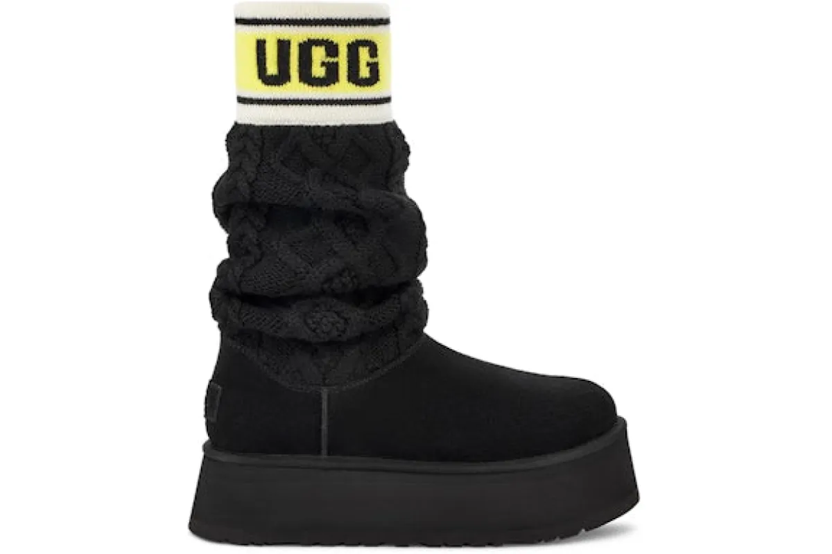 UGG Classic Sweater Letter Boot Black (Women's) sold by Addict Sneakers