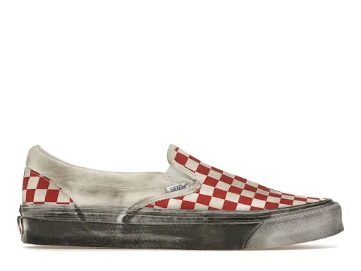 Vans Vault UA OG Classic Slip-On LXStressed Red Checkerboard sold by Addict Sneakers
