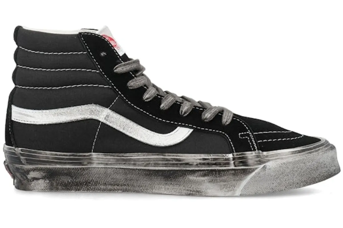 Vans Vault UA OG Sk 8-Hi LXStressed Black White sold by Addict Sneakers