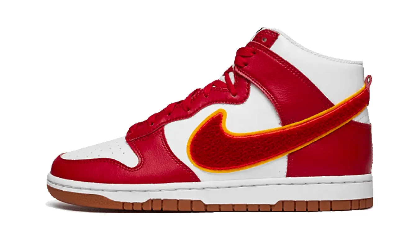 Nike Dunk High Chenille Swoosh White Gym Red sold by Addict Sneakers