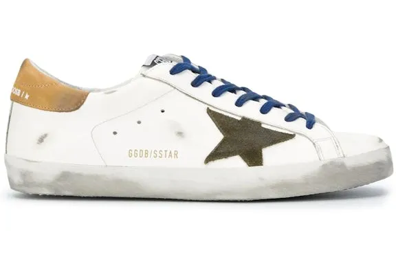 Golden Goose Super-Star White Vacchetta Tan Dill Green Patch sold by Addict Sneakers