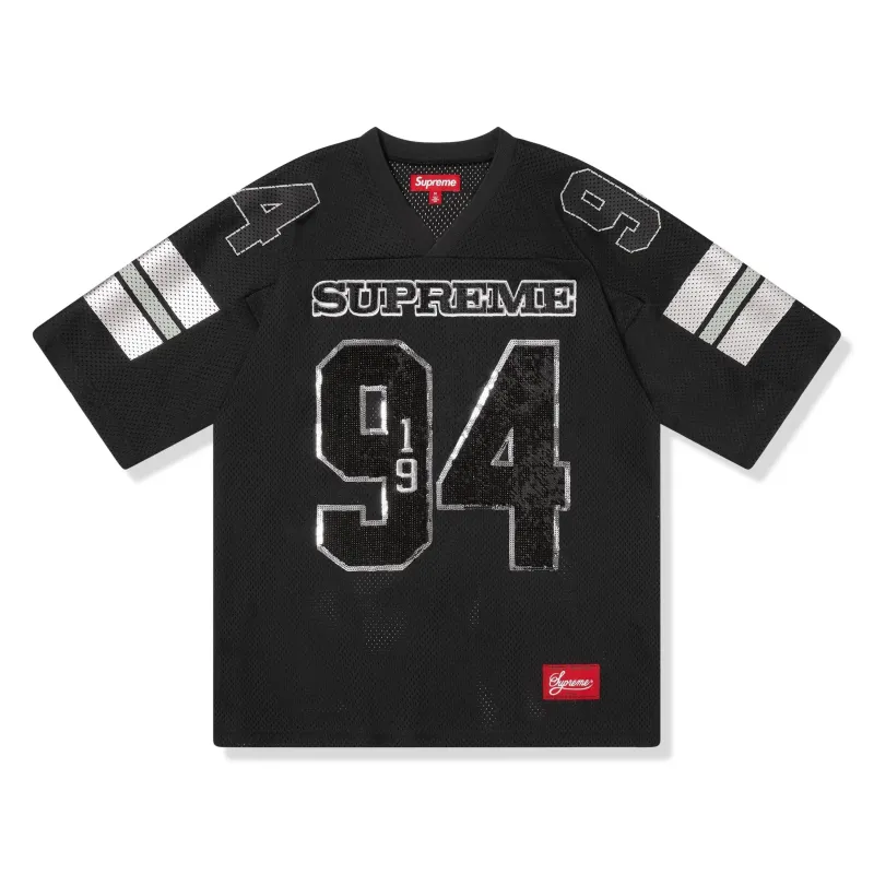 Supreme Sequin Black Football Jersey (FW25) made by Addict Sneakers