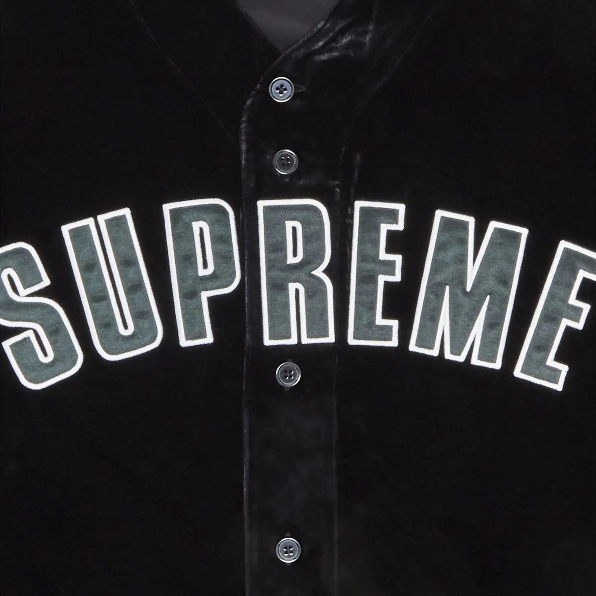 Supreme Velvet Black Baseball Jersey sold by Addict Sneakers product image thumbnail 3