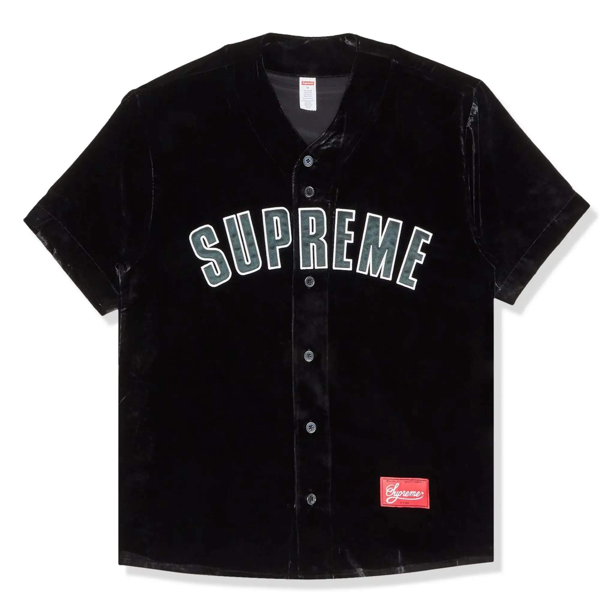 Supreme Velvet Black Baseball Jersey sold by Addict Sneakers