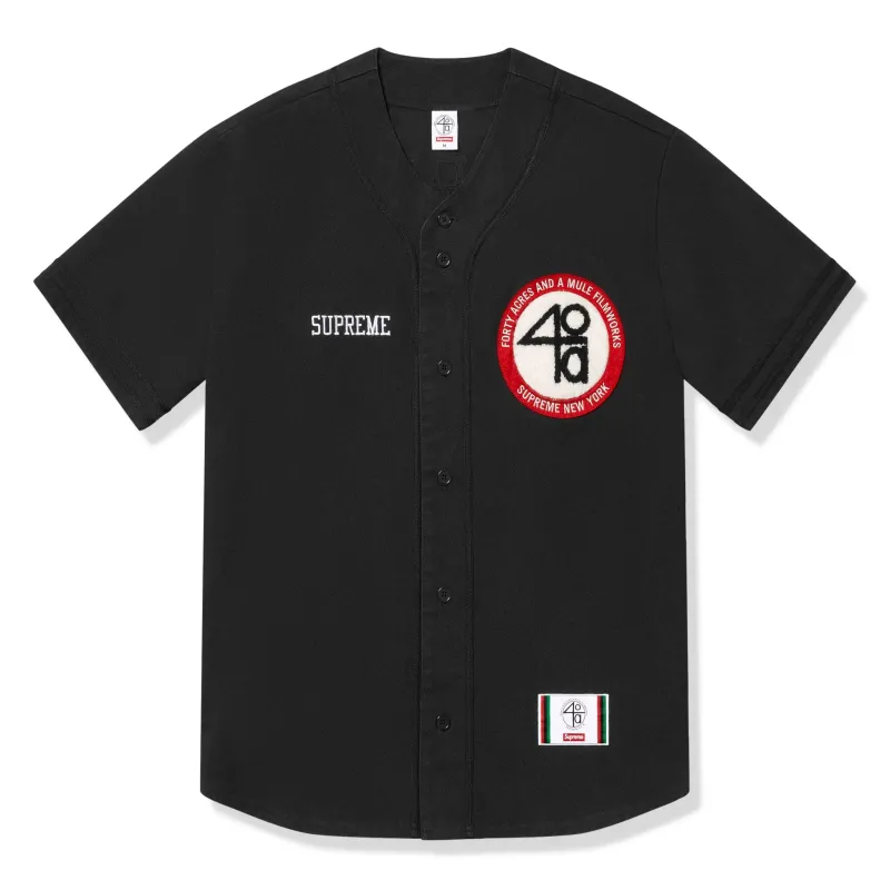 Supreme 40 Acres Twill Baseball Black Jersey sold by Addict Sneakers